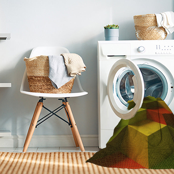 Machine Washable Transitional Dark Yellow Green Rug in a Washing Machine, wshpat3219yw