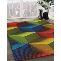 Patterned Dark Green Modern Rug, pat3219