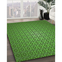 Patterned Deep Emerald Green Rug, pat322grn