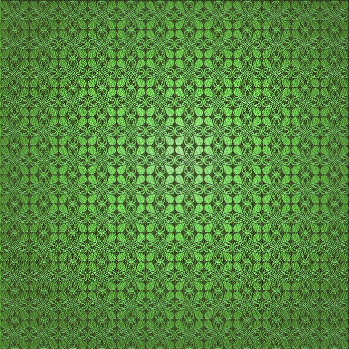 Round Patterned Deep Emerald Green Rug, pat322grn