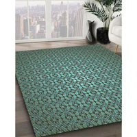Patterned Army Green Rug, pat322lblu