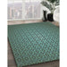 Patterned Army Green Rug in Family Room, pat322lblu