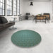Round Patterned Army Green Rug in a Office, pat322lblu