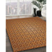 Patterned Orange Rug in Family Room, pat322org