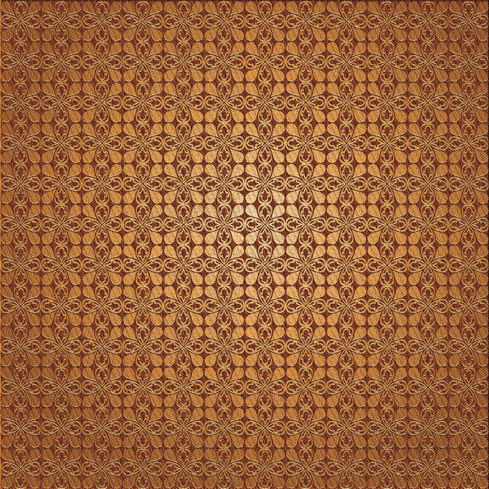 Round Patterned Orange Rug, pat322org