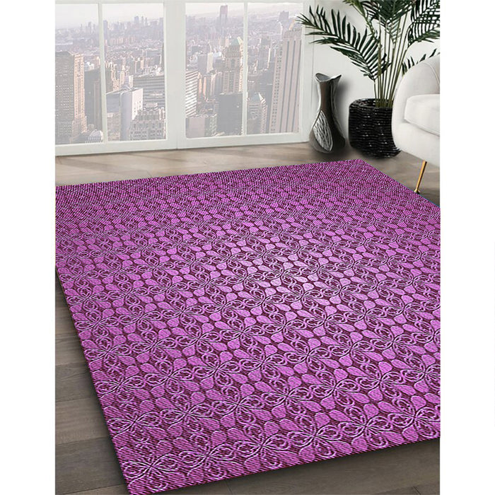 Patterned Medium Violet Red Pink Rug in Family Room, pat322pur
