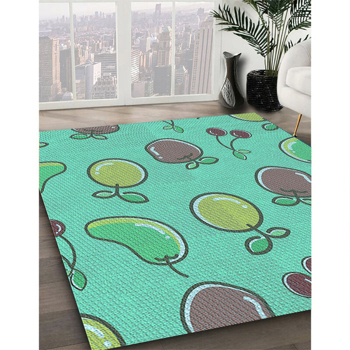 Patterned Medium Sea Green Rug in Family Room, pat3220lblu