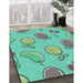Patterned Medium Sea Green Rug in Family Room, pat3220lblu