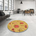 Round Patterned Orange Rug in a Office, pat3220org