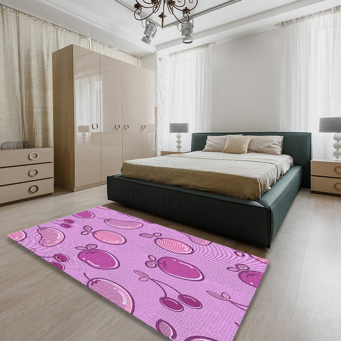 Patterned Violet Purple Rug in a Bedroom, pat3220pur