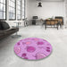 Round Patterned Violet Purple Rug in a Office, pat3220pur