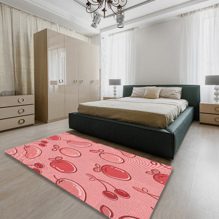 Round Machine Washable Transitional Light Salmon Pink Rug in a Office, wshpat3220rd