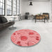 Round Patterned Light Salmon Pink Rug in a Office, pat3220rd