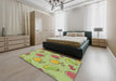 Patterned Green Novelty Rug in a Bedroom, pat3220