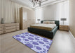 Round Machine Washable Transitional Periwinkle Purple Rug in a Office, wshpat3221blu