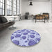 Round Patterned Periwinkle Purple Rug in a Office, pat3221blu