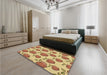 Patterned Red Rug in a Bedroom, pat3221brn