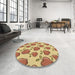 Round Patterned Red Rug in a Office, pat3221brn