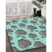 Machine Washable Transitional Aquamarine Green Rug in a Family Room, wshpat3221lblu