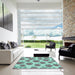 Machine Washable Transitional Aquamarine Green Rug in a Kitchen, wshpat3221lblu