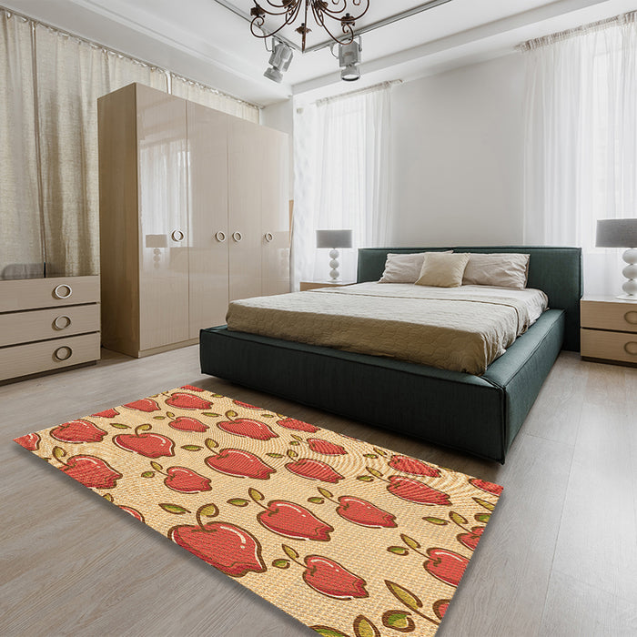 Patterned Red Rug in a Bedroom, pat3221org