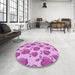 Round Patterned Pastel Purple Pink Rug in a Office, pat3221pur