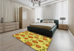 Round Machine Washable Transitional Yellow Rug in a Office, wshpat3221yw