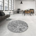 Round Patterned Silver Gray Rug in a Office, pat3222gry