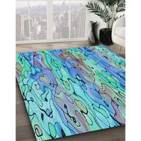 Patterned Steel Blue Rug, pat3222lblu