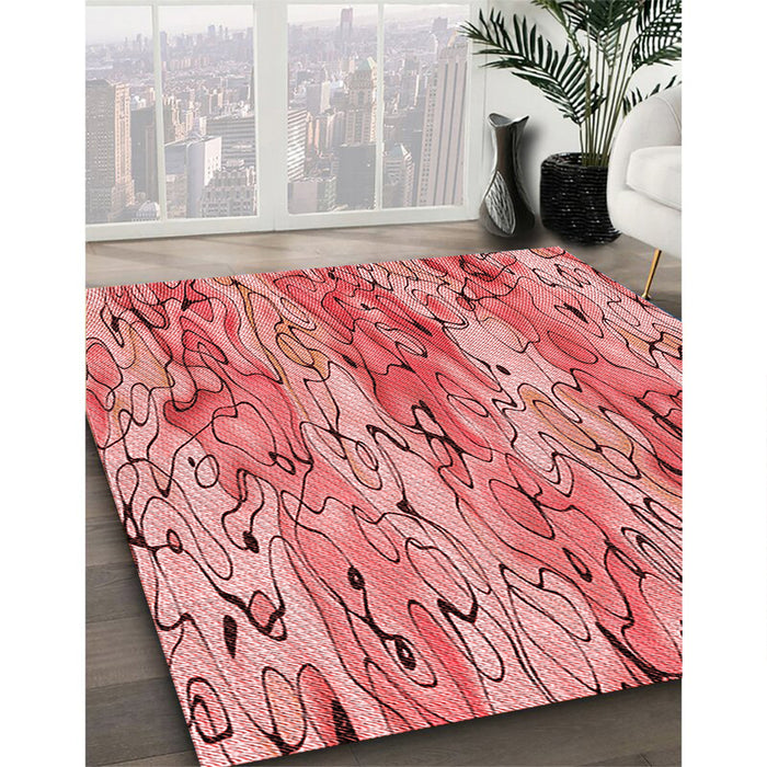 Machine Washable Transitional Light Coral Pink Rug in a Family Room, wshpat3222rd