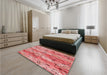 Patterned Light Coral Pink Rug in a Bedroom, pat3222rd