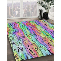 Patterned Light Green Modern Rug, pat3222