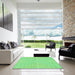 Square Patterned Jade Green Rug in a Living Room, pat3223grn