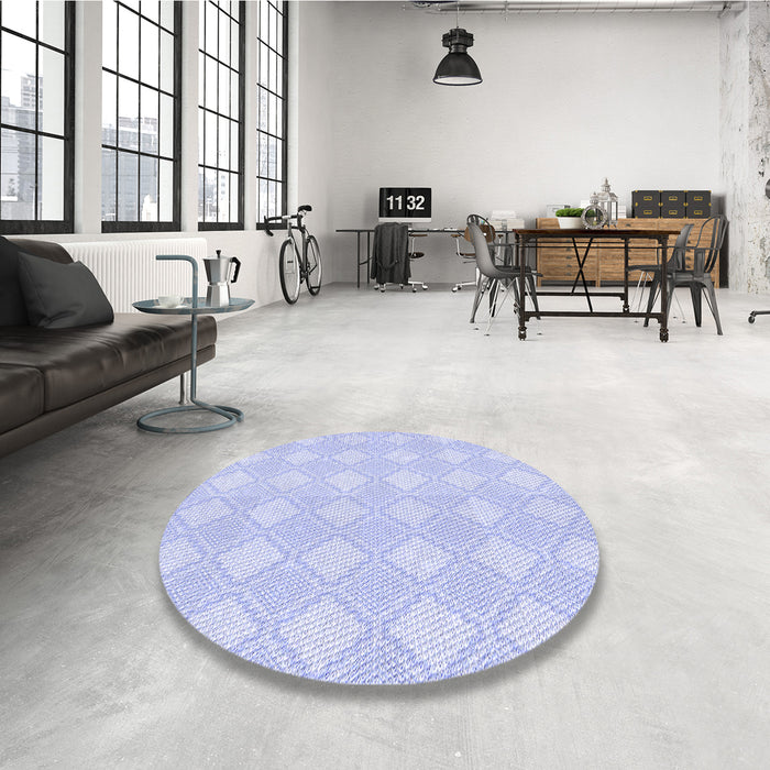 Round Patterned Lavender Blue Rug in a Office, pat3224blu