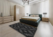 Patterned Black Rug in a Bedroom, pat3225gry