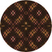 Square Patterned Saddle Brown Rug, pat3225org