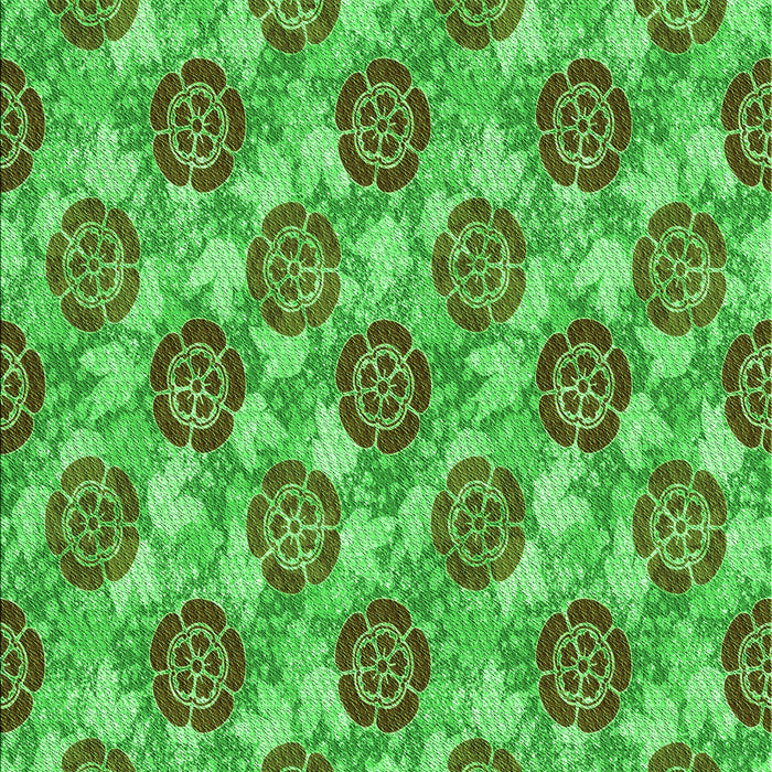 Machine Washable Transitional Dark Lime Green Rug, wshpat3227grn