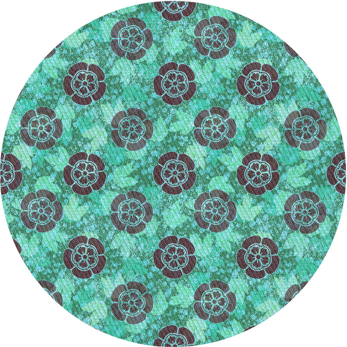 Square Machine Washable Transitional Turquoise Green Rug in a Living Room, wshpat3227lblu