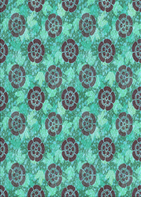 Machine Washable Transitional Turquoise Green Rug, wshpat3227lblu