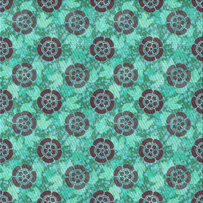 Round Machine Washable Transitional Turquoise Green Rug, wshpat3227lblu