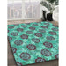 Machine Washable Transitional Turquoise Green Rug in a Family Room, wshpat3227lblu