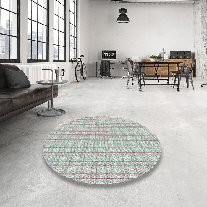 Round Patterned Light Rose Green Novelty Rug in a Office, pat3229