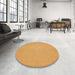 Round Patterned Neon Orange Rug in a Office, pat323org