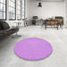 Round Patterned Violet Purple Rug in a Office, pat323pur