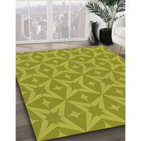 Patterned Olive Green Novelty Rug, pat3230