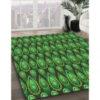 Patterned Dark Forest Green Rug, pat3231grn