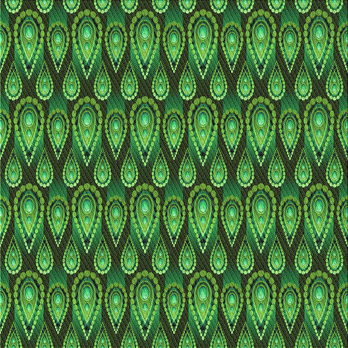 Round Patterned Dark Forest Green Rug, pat3231grn