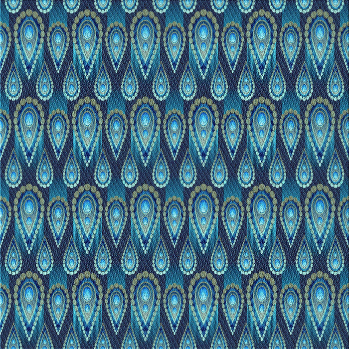 Round Machine Washable Transitional Macaw Blue Green Rug, wshpat3231lblu