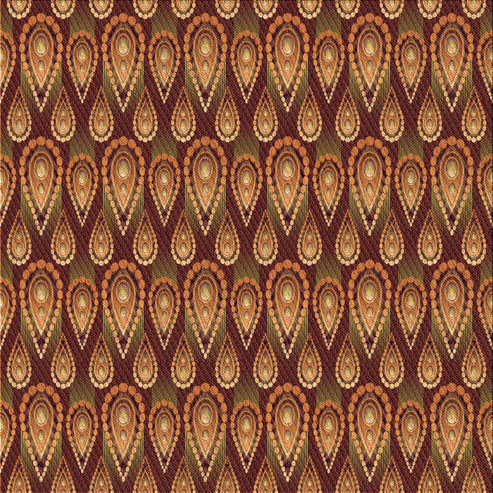 Round Patterned Orange Rug, pat3231org