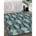 Machine Washable Transitional Blue Moss Green Rug in a Family Room, wshpat3232lblu